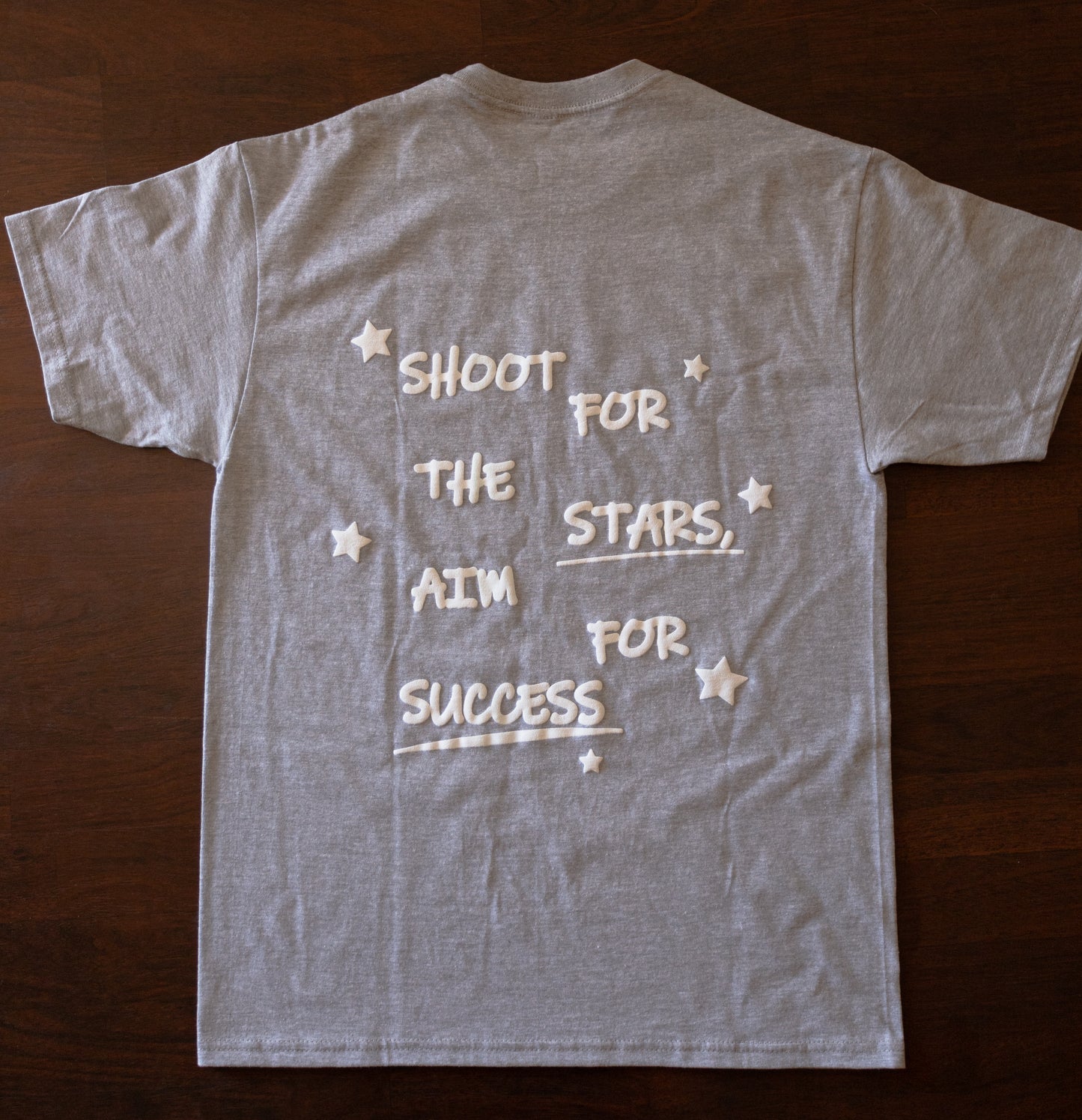 Shoot for the STARS Puff Print T-shirt GRAY