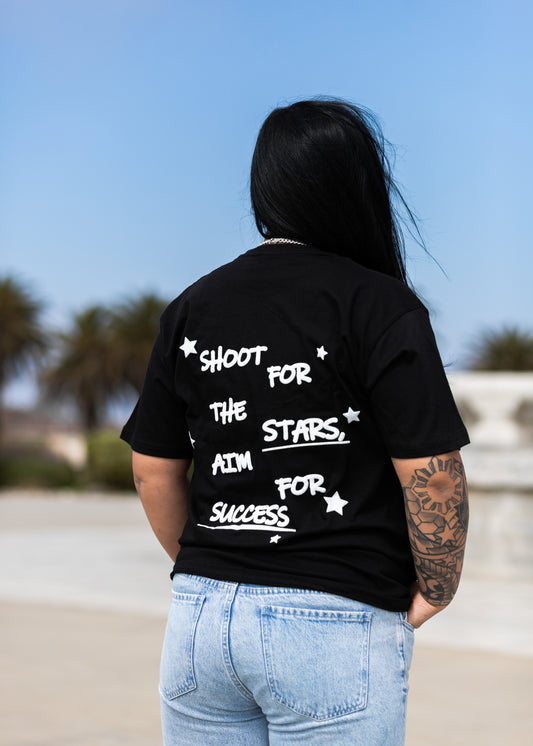 Shoot for the STARS Puff Print T-shirt BLACK