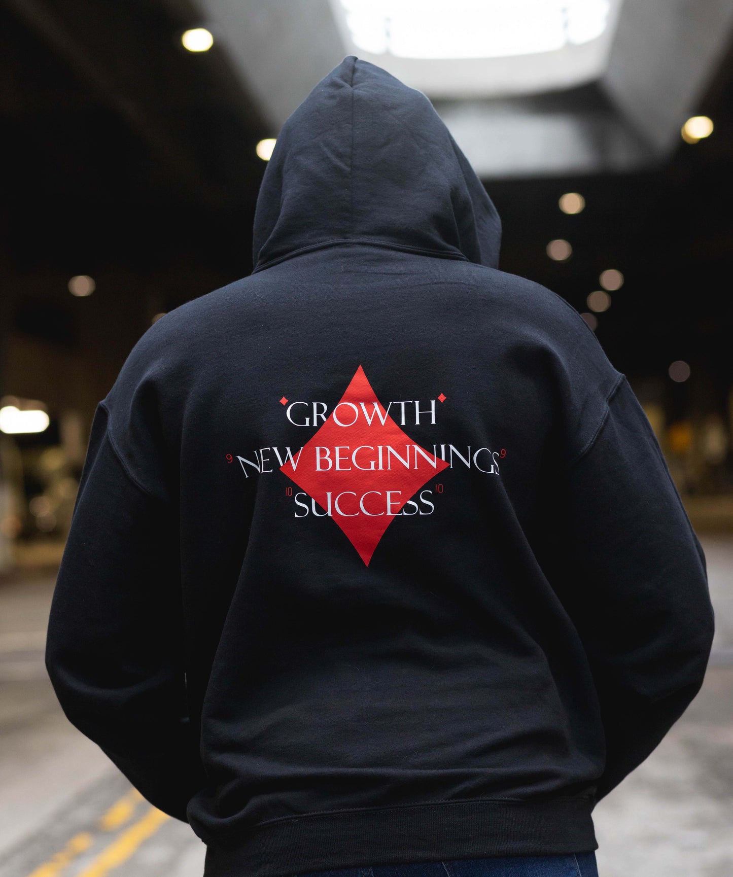 Growth, New Beginnings, Success Fleece Hoodie BLACK